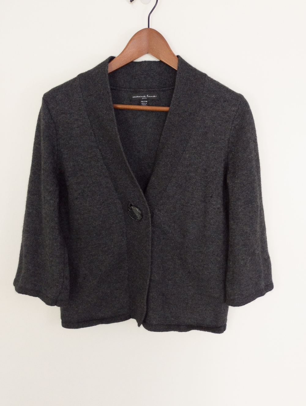 Marina Luna Angora Blend Single Button Knit Cardigan Size PM